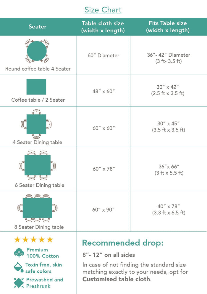 Spice Route 100% cotton geometric table cloth for 4 seater or 6 seater dining - Multicolor