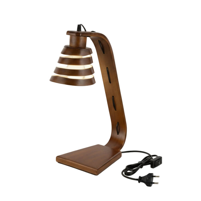 Spiral Aura Desk Study Lamp - Natural Wood Finish
