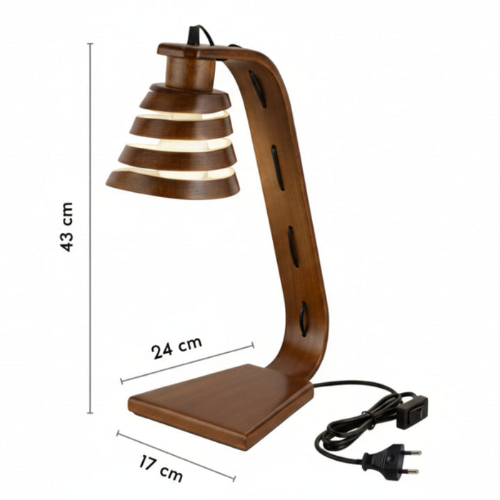 Spiral Aura Desk Study Lamp - Natural Wood Finish