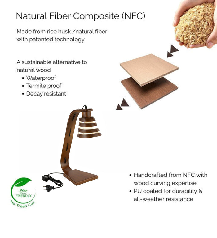 Spiral Aura Desk Study Lamp - Natural Wood Finish