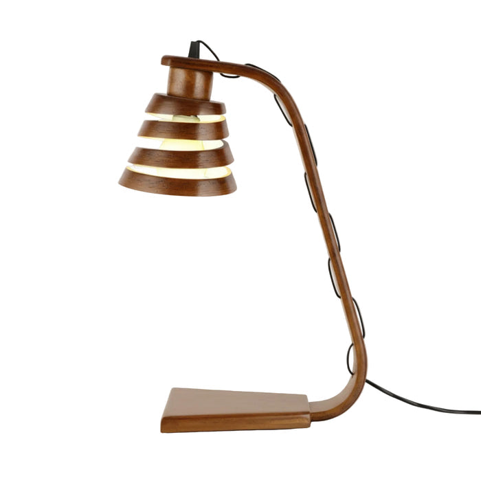 Spiral Aura Desk Study Lamp - Natural Wood Finish