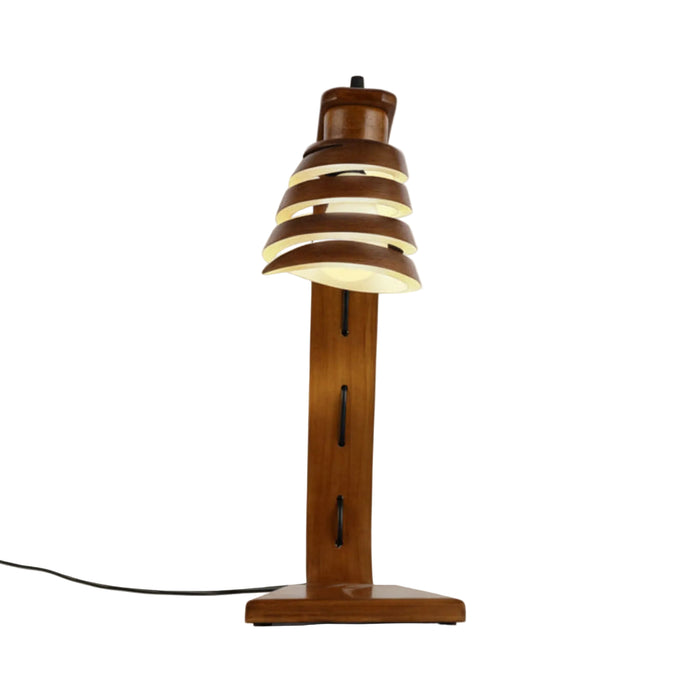 Spiral Aura Desk Study Lamp - Natural Wood Finish