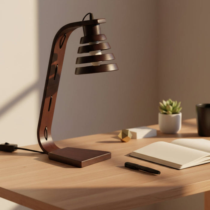 Spiral Aura Desk Study Wooden Lamp