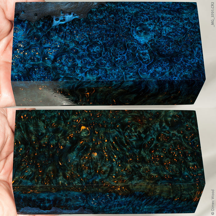 Stabilized golden amboyna burl wood block