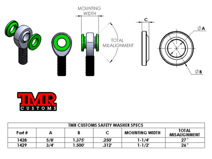 Stainless Steel Safety Washers for rod ends/heim joints