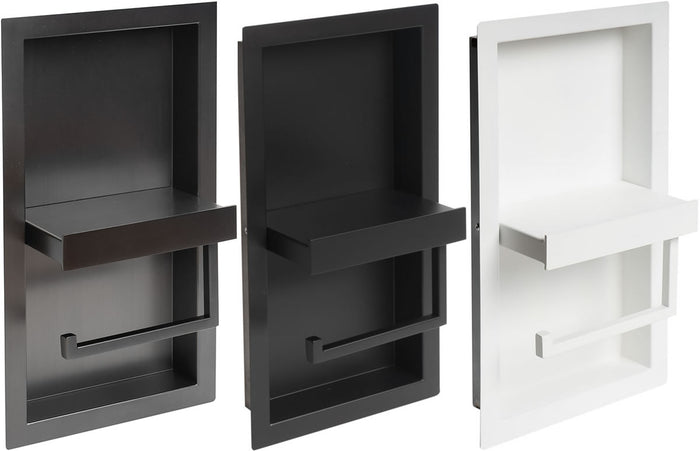 Brushed Black, Matte Black, and Matte White