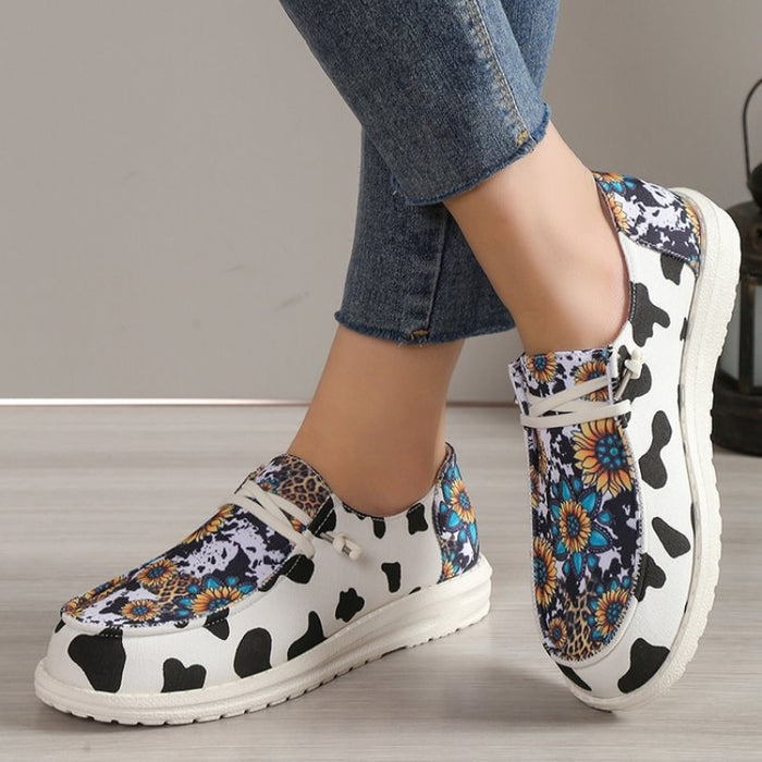 Sunflower Cow Pattern Canvas Shoes Comfortable
