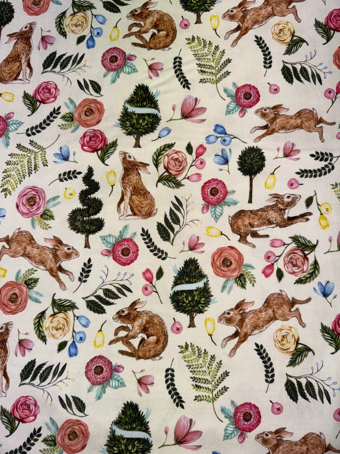 Sweet Spring - Rabbits on Cream Easter