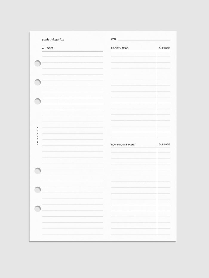 Task Deligation Inserts Digital mockup.