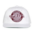 Texas A&M Retro Circle snapback hat in white, front view