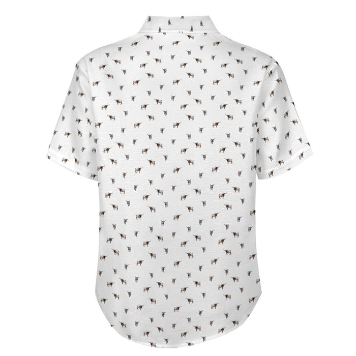 Texas longhorn icon pattern - Men's Linen Short Sleeve Shirt for farmers - myfunfarm