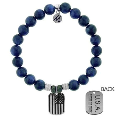 T.Jazelle Kyanite Charm Bracelet "Support Our Troops"