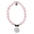 T.Jazelle Rose Quartz "Strength Heart" Charm Bracelet