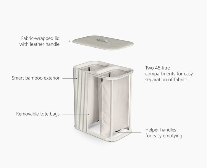 [half-width] Tota Luxe 90L Ecru Laundry Separation Basket