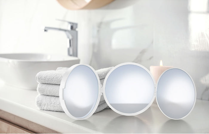 Triple Travel Mirror 1x/5x/12x Mirror Matte White or Matte Black - SMEDBO