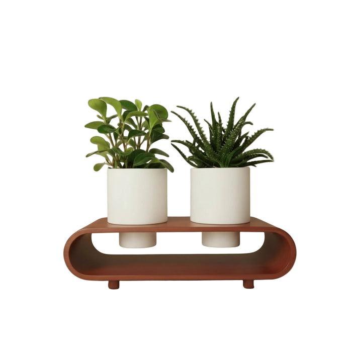 Twin Duo White Planter Set And Desk Organizer With Curved Stand