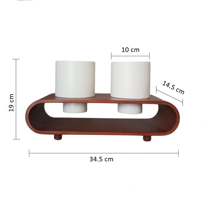 Twin Duo White Planter Set And Desk Organizer With Curved Stand