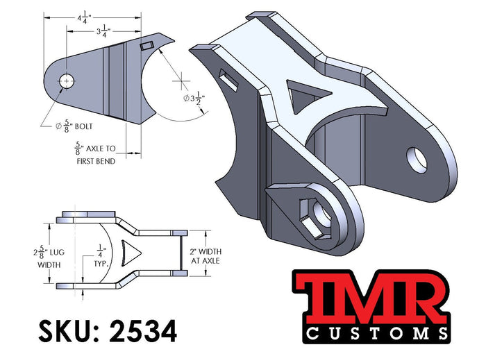 Universal DIY Traction Bar Brackets - Axle Mount (3.5" Tube)