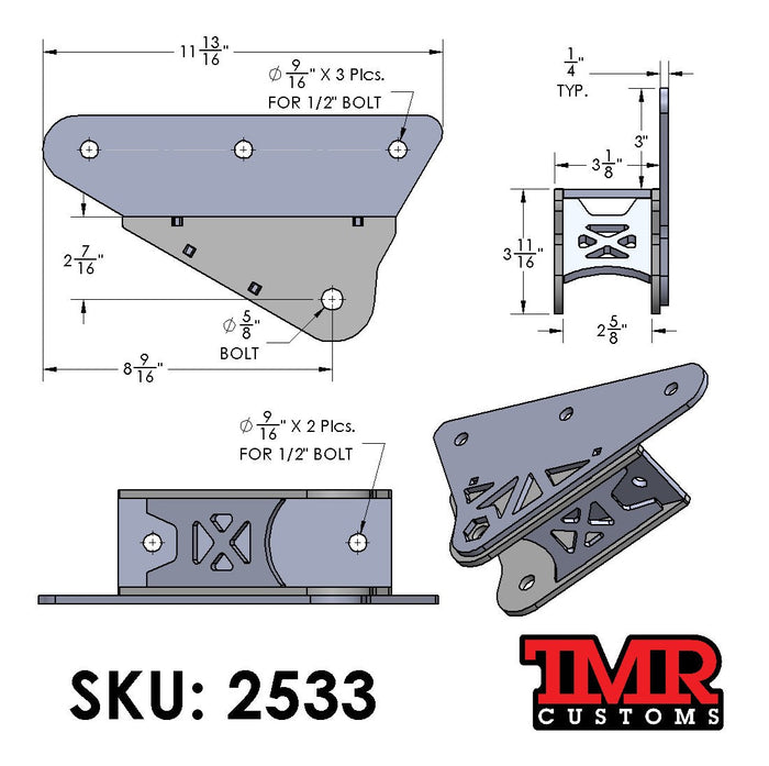 Universal DIY Traction Bar Brackets - Frame Mount