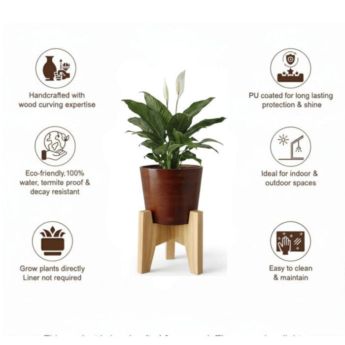 Vera Classy Dark Brown Round Tabletop Planter With Stand