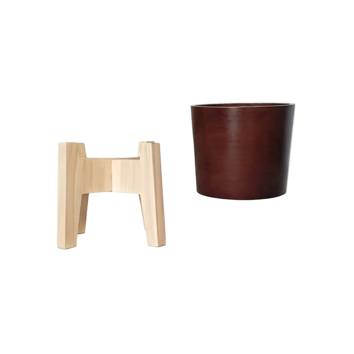 Vera Classy Dark Brown Round Tabletop Planter With Stand