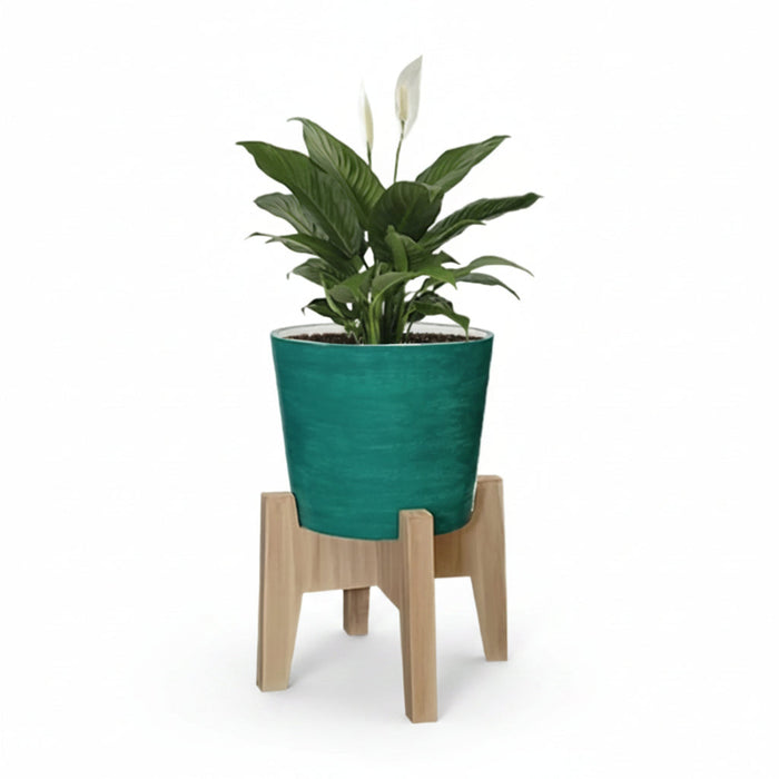 Vera Classy Round Tabletop Planter Pot With Stand - Vivid Orange & Sea Green