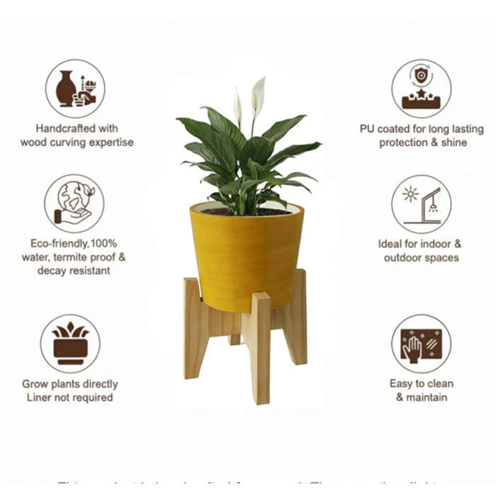 Vera Classy Round Tabletop Planter With Stand - Lemon Yellow & Vibrant Pink