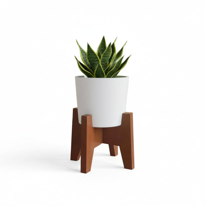 Vera Classy White Taper Round Desk Planter Pot With Stand