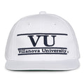Villanova Retro Bar snapback hat in white, front view
