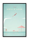 Modern minimalist travel poster by Opposite Wall with illustration of la Côte d'Azur