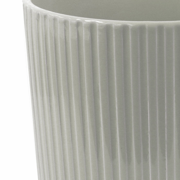 White Ribbed Ceramic Plant Pot 13.5 x 13.5 x 13cm