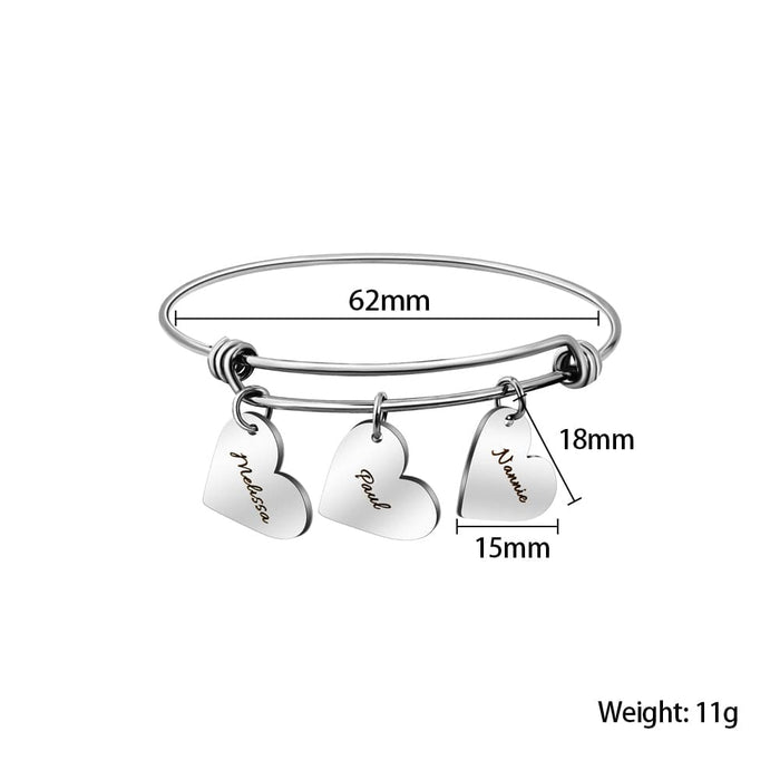 Women Bangle Bracelet with Personalized Heart Charms Bracelet For Woman MelodyNecklace