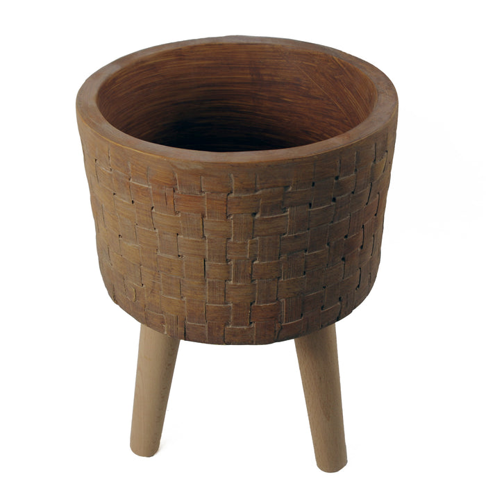 Woven Effect Composite Planter with Stand