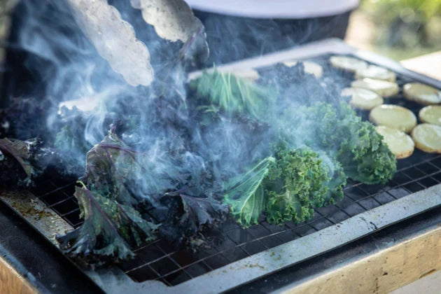 Vegetables being cooked on Kasai Spare Mesh on Kasai Grill