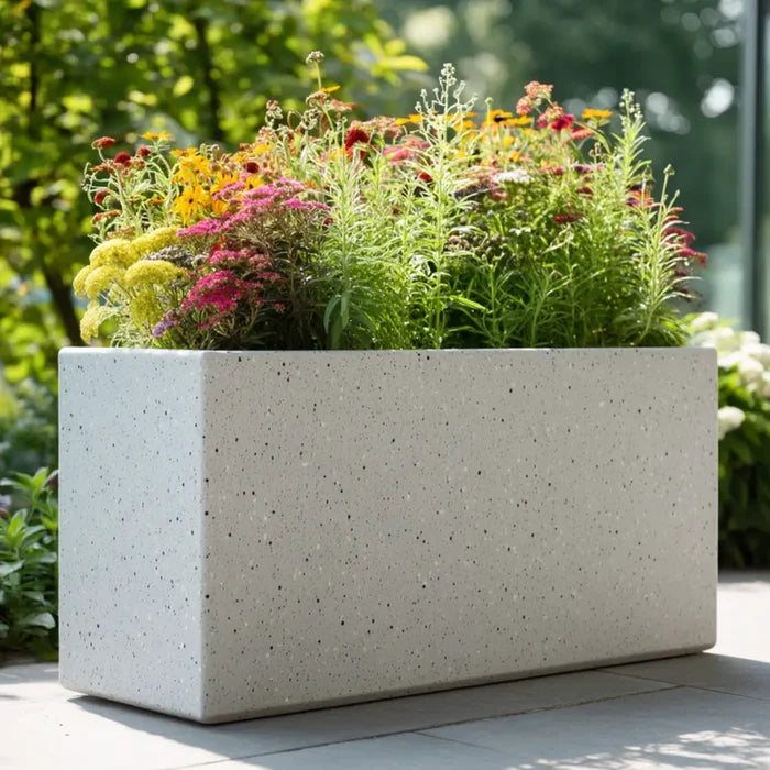 Zinc Galvanised Stone Effect Tall Trough Planter