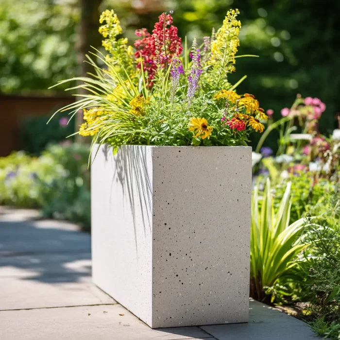 Zinc Galvanised Stone Effect Tall Trough Planter