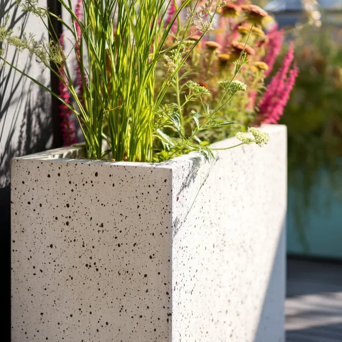 Zinc Galvanised Stone Effect Tall Trough Planter