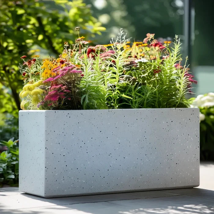 Zinc Galvanised Stone Effect Tall Trough Planter
